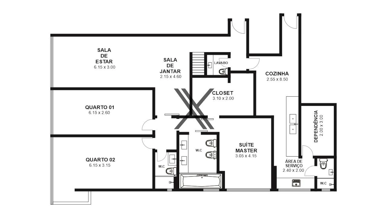 Planta Baixa 3D - 1 Pavimento